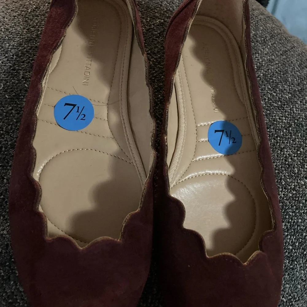 ADRIENNE VITTADINI Womens Wine Color,‎ Scalloped Edge Pointed Toe 7.5M